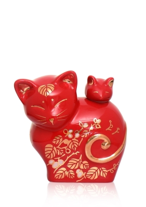 Red cat ceramic vase 2023